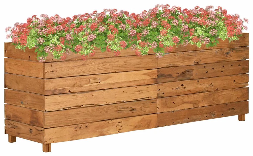 Vaso/floreira 150x40x55 cm madeira de teca reciclada e aço