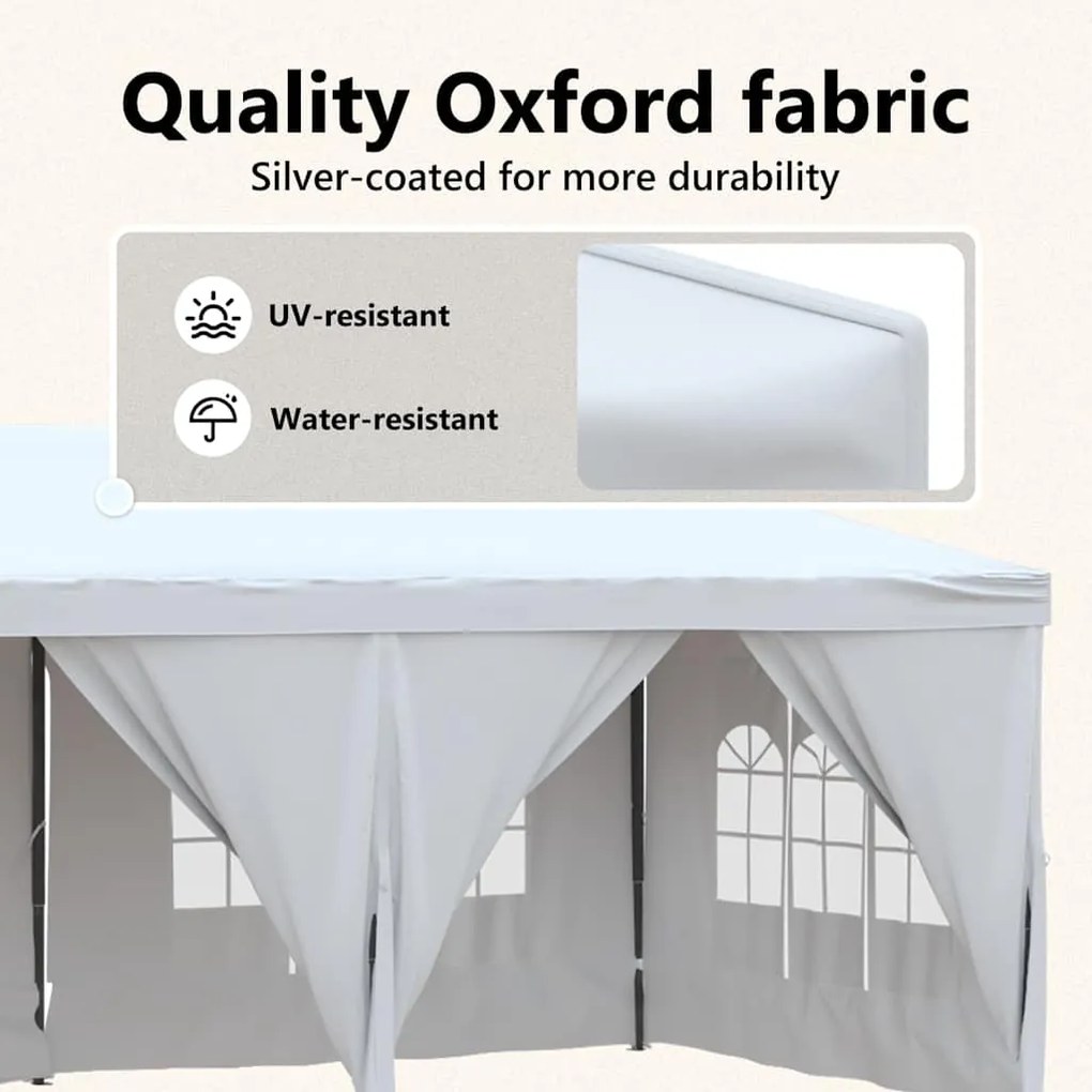 Tenda para festas dobrável com paredes laterais 3x6 m branco