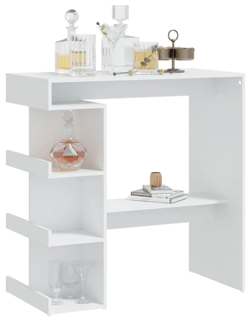 Mesa de bar c/ prateleiras derivados de madeira branco