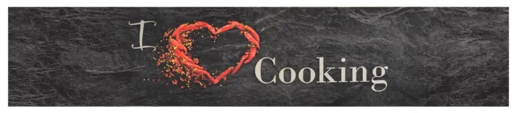 Tapete de cozinha lavável 60x300 cm veludo padrão cooking preto