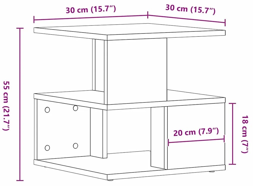 Mesa de Apoio vidaXL Preta em Carvalho 40x40x40 cm de Madeira de Engen