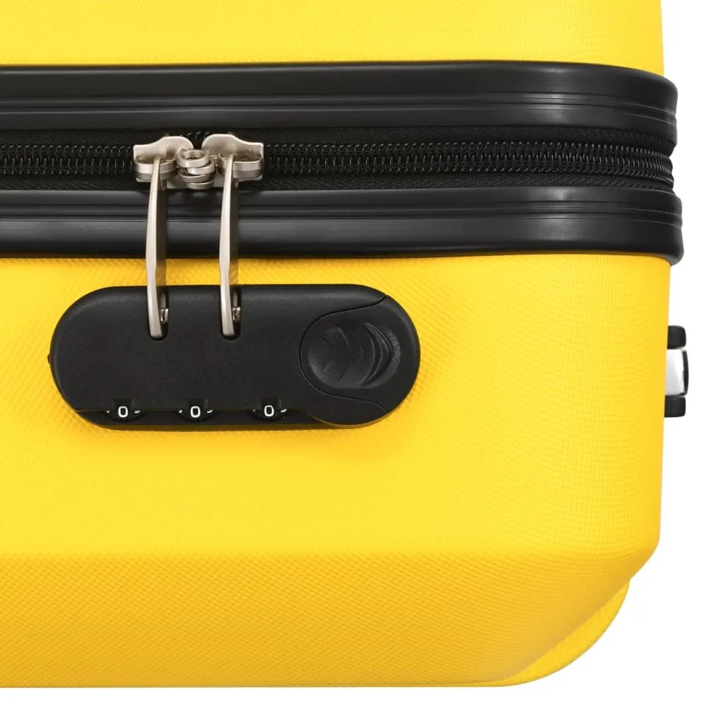 Conjunto de tróleis estojo rígido 3 pcs ABS amarelo
