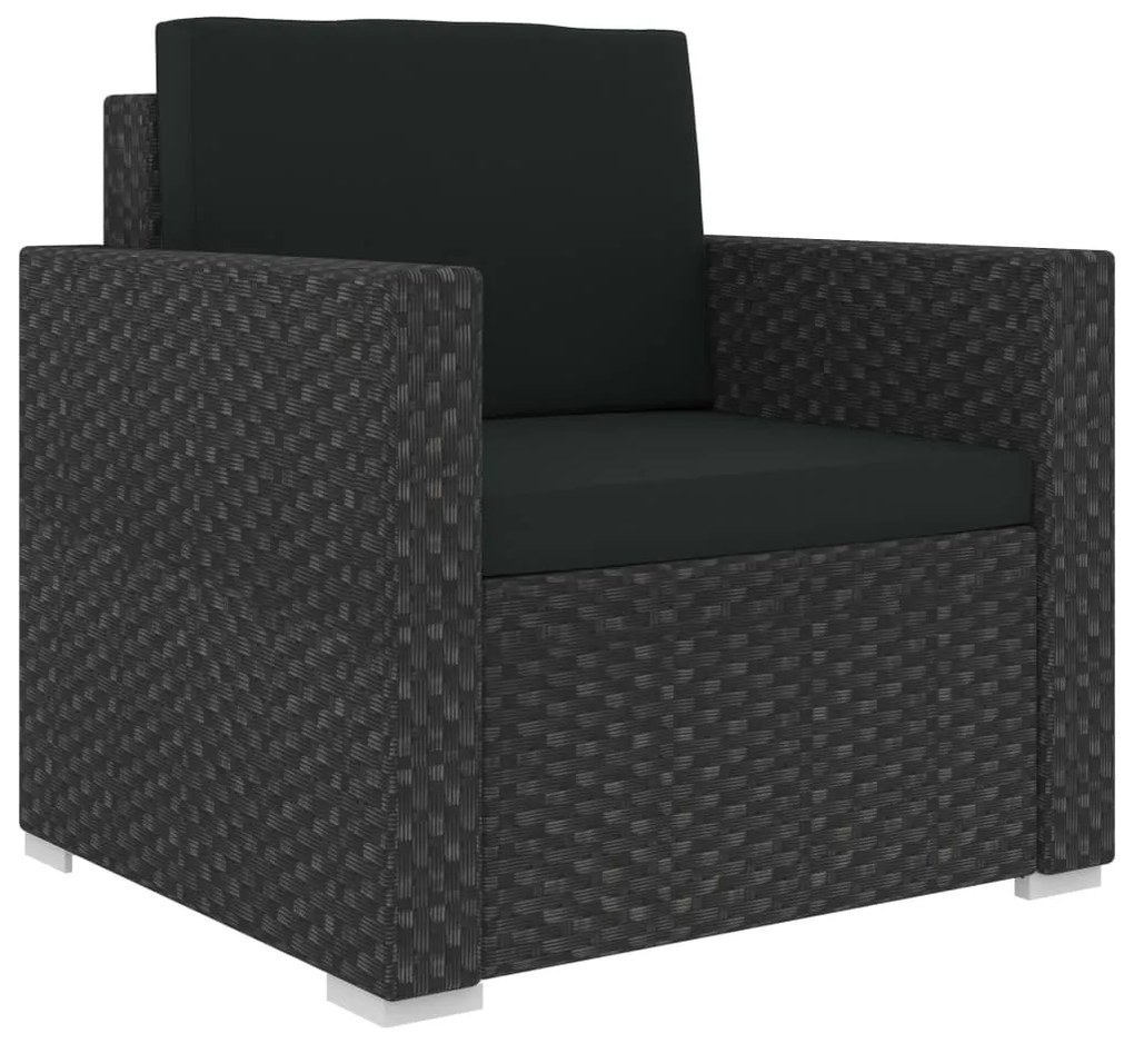 8 pcs conjunto lounge de jardim c/ almofadões vime PE preto