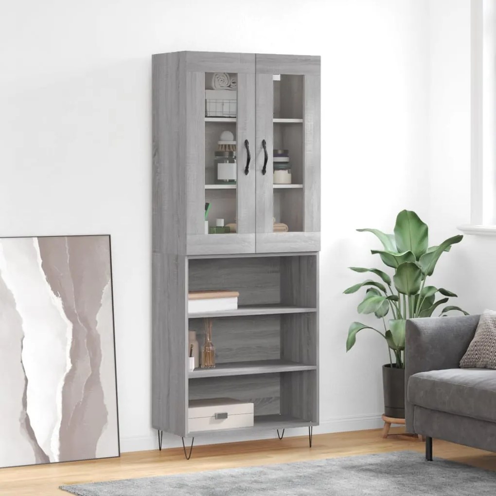 vidaXL Armário alto 69,5x34x180 cm derivados de madeira sonoma cinza