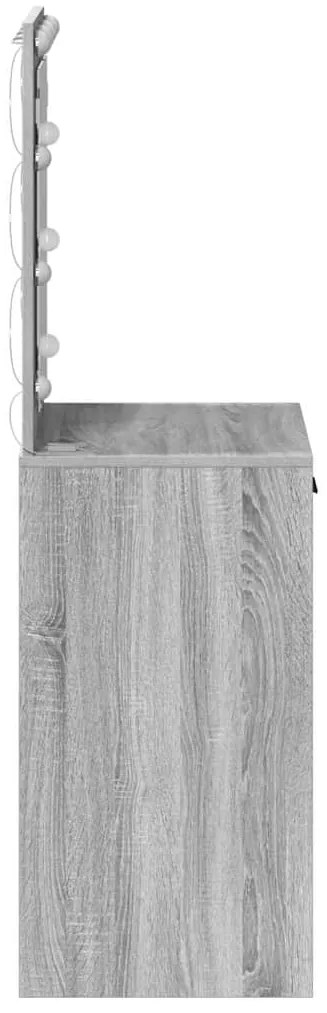 mesa de maquilhagem vidaXL com luzes LED Cinzento Sonoma 50x41x135 cm