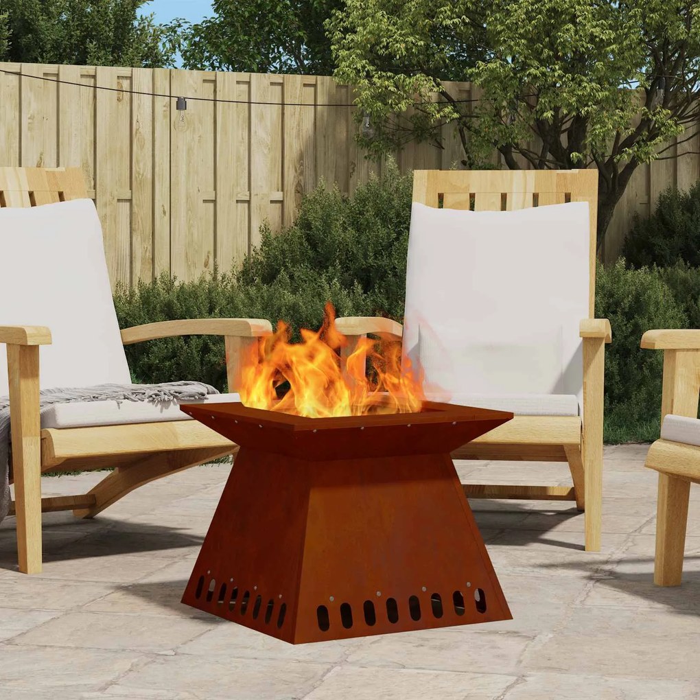 vidaXL Fire Pit Castanho 48 x 48 x 40 cm Aço resistente às intempéries