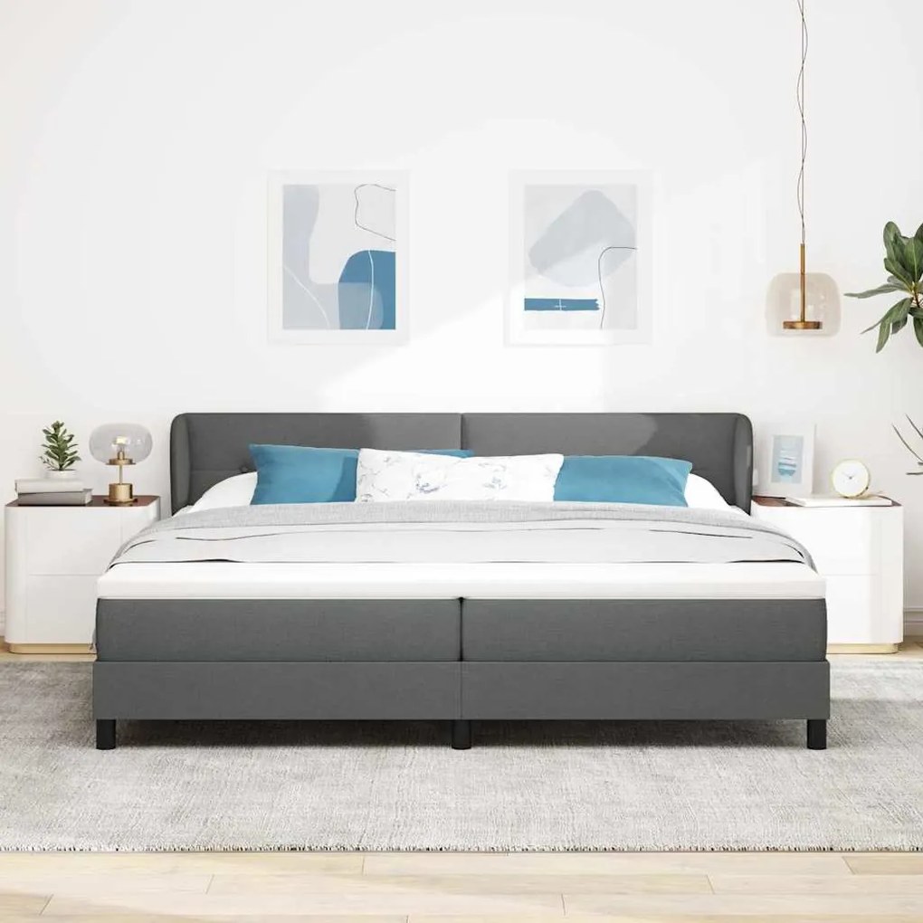 Cama Box com Colchão vidaXL Cinza Escuro 200x200 cm Tecido