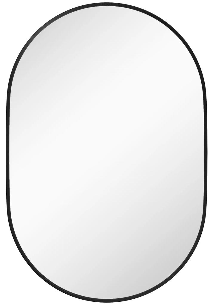 HOMCOM Espelho Casa de Banho Ovalado 60x90 cm Espelho Decorativo de Parede com Estrutura de Alumínio para Sala Corredor Preto | Aosom Portugal