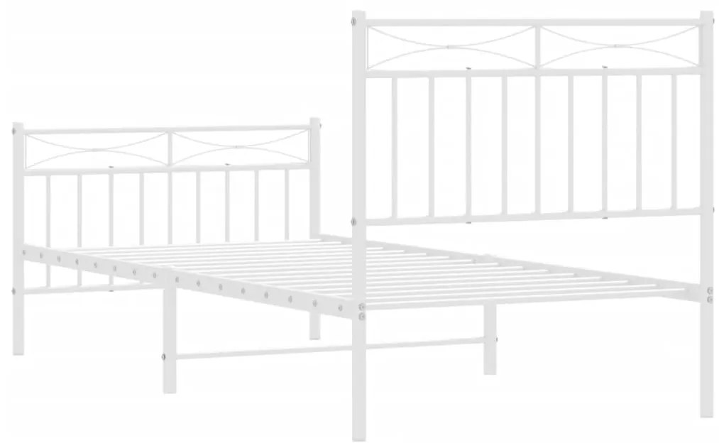 Estrutura de cama com cabeceira e pés 90x200 cm metal branco