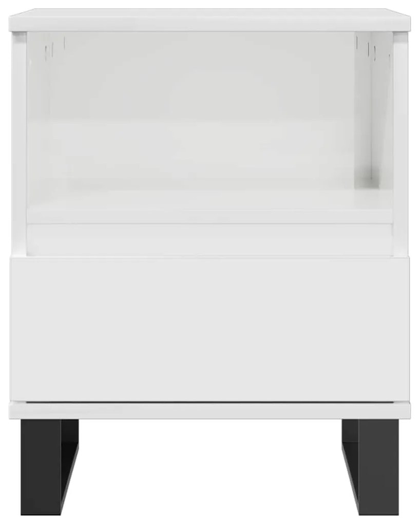 Mesa de cabeceira 40x35x50cm derivados madeira branco brilhante