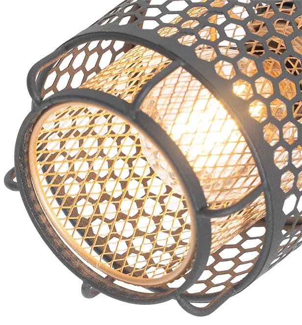 Candeeiro de teto design preto com ouro 4 luzes oblongo - Noud Design