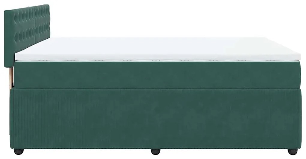 Cama com molas/colchão 140x190 cm veludo verde-escuro