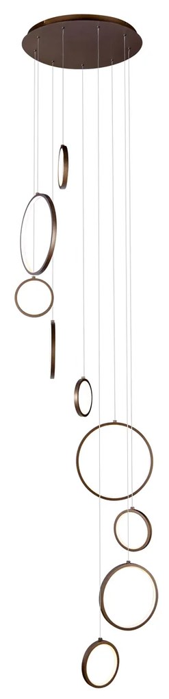 Candeeiro suspenso de design bronze escuro 9 luzes incluindo LED regulável em 3 níveis - Vide Anella