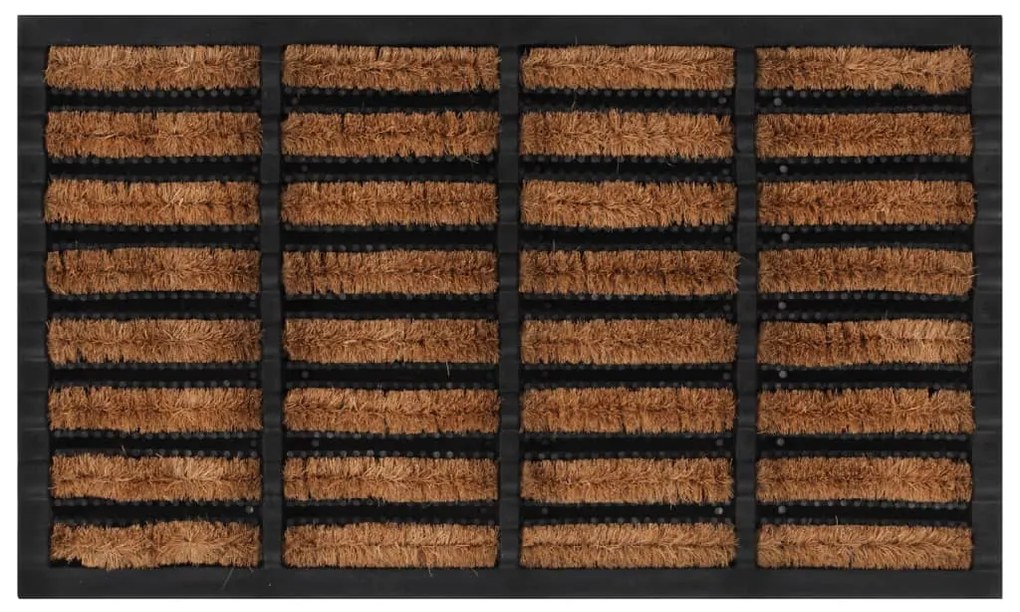 Tapete de porta retangular 45x75 cm borracha e fibra de coco