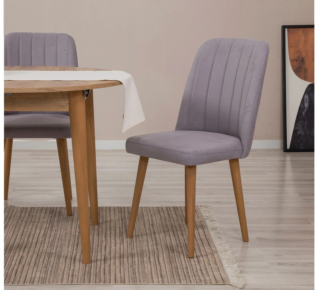 Conjunto de Mesa de Jantar Extensível Vina – Pinho Atlântico Cinza – M