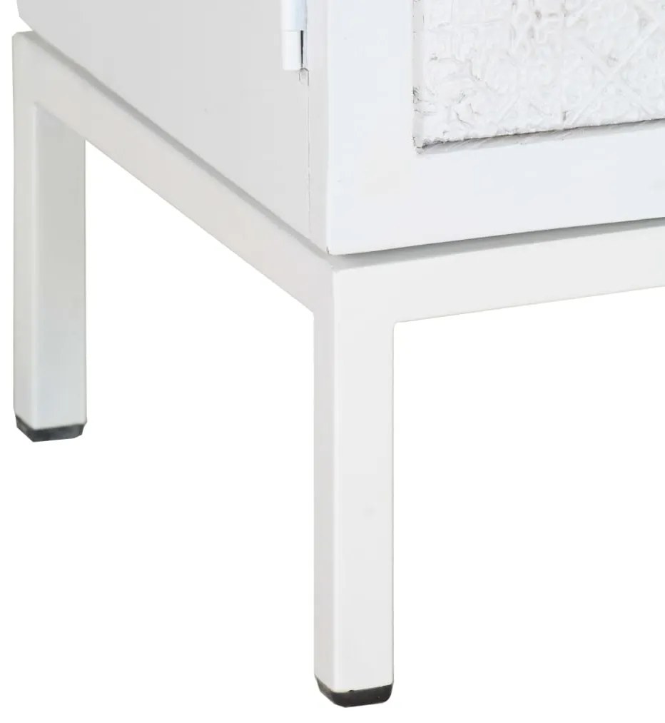 Móvel de TV 115x30x46 cm madeira de mangueira maciça branco