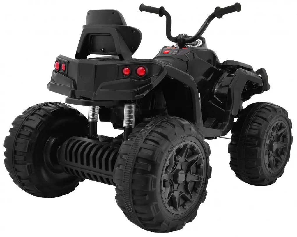 Moto 4 elétrica para crianças 12V 2x45W ATV Com Comando, com Rodas Espuma EVA, Assento couro ecológico, som Crianças Até 30Kg Preta