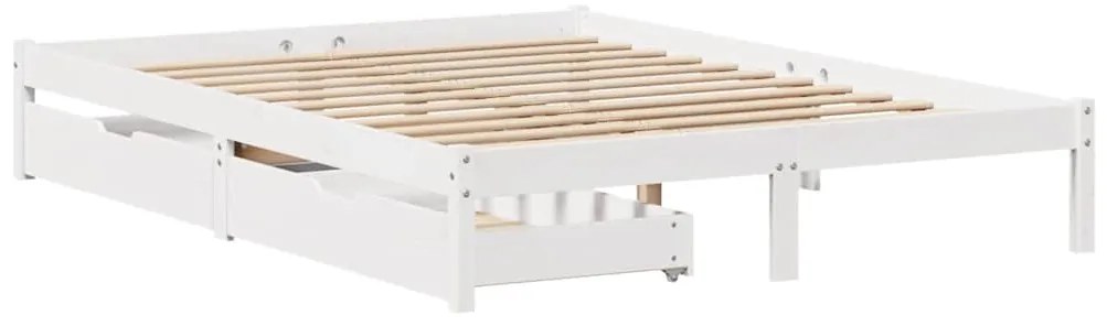Cama sem colchão 140x200 cm madeira de pinho maciça branco