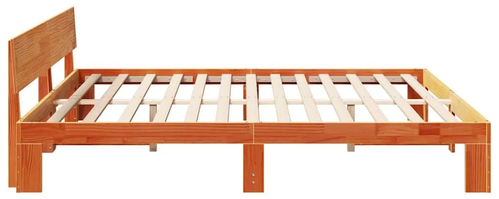 Estrado de Cama com Cabeceira Castanho 180x200 cm Madeira de Pinho