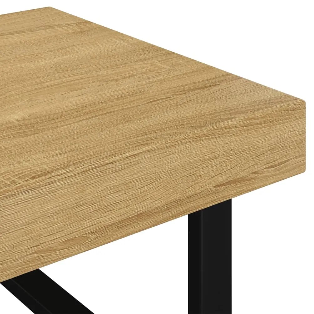 Mesa de centro 120x60x40 cm MDF e ferro castanho-claro e preto