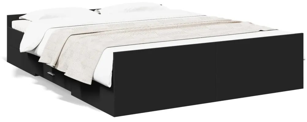 vidaXL Estrutura de cama c/ gavetas 150x200 cm derivados madeira preto