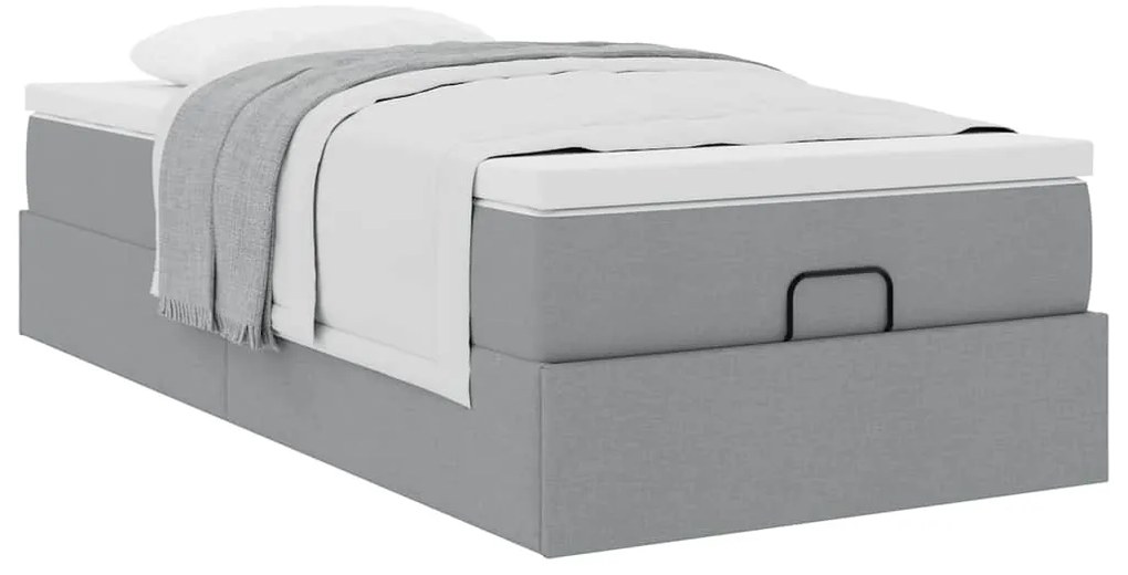 Estrutura cama otomana colchão 80x200 cm tecido cinzento claro