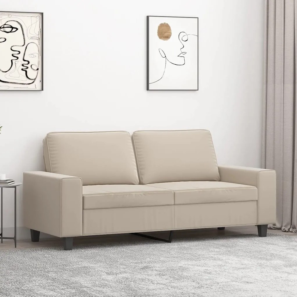 348985 vidaXL Sofá de 2 lugares 140 cm tecido de microfibra cor creme