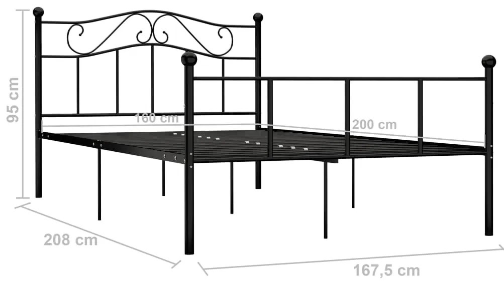 Estrutura de cama em metal preto 160x200 cm