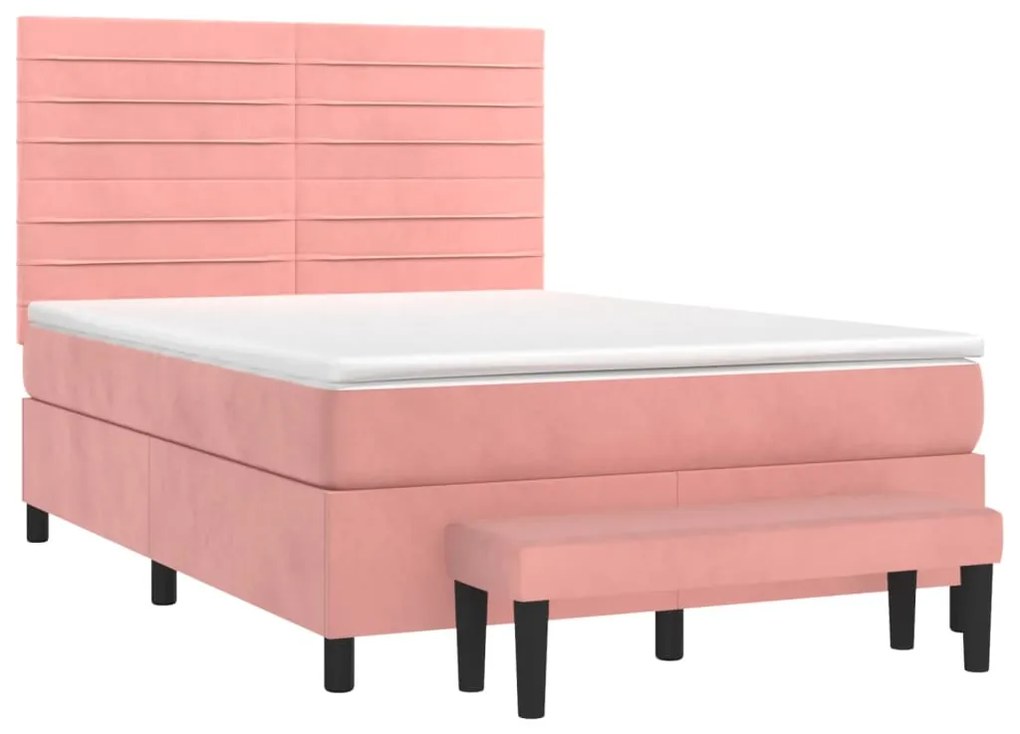 Cama com molas/colchão 140x200 cm veludo rosa