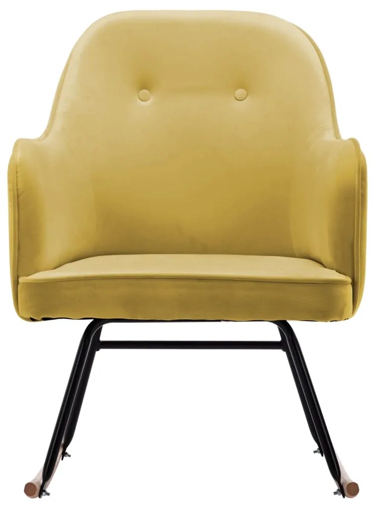Cadeira de baloiço veludo amarelo mostarda