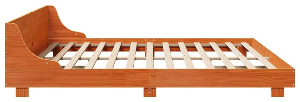 Cama sem colchão 200x200 cm pinho maciço castanho-mel