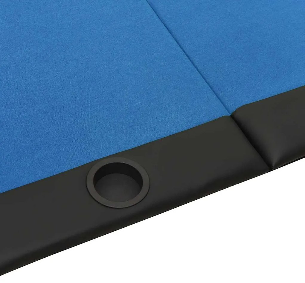 Mesa de póquer dobrável 10 jogadores 207x106x76 cm azul