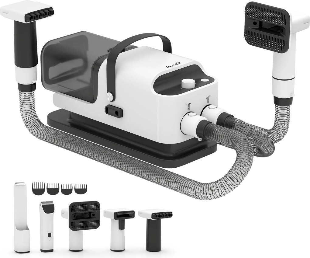 PawHut Secador Blower 5 em 1 600W Secador para cães com Velocidade do Vento e Temperaturas Ajustáveis 37,6x17,5x18,5 cm Branco | Aosom Portugal