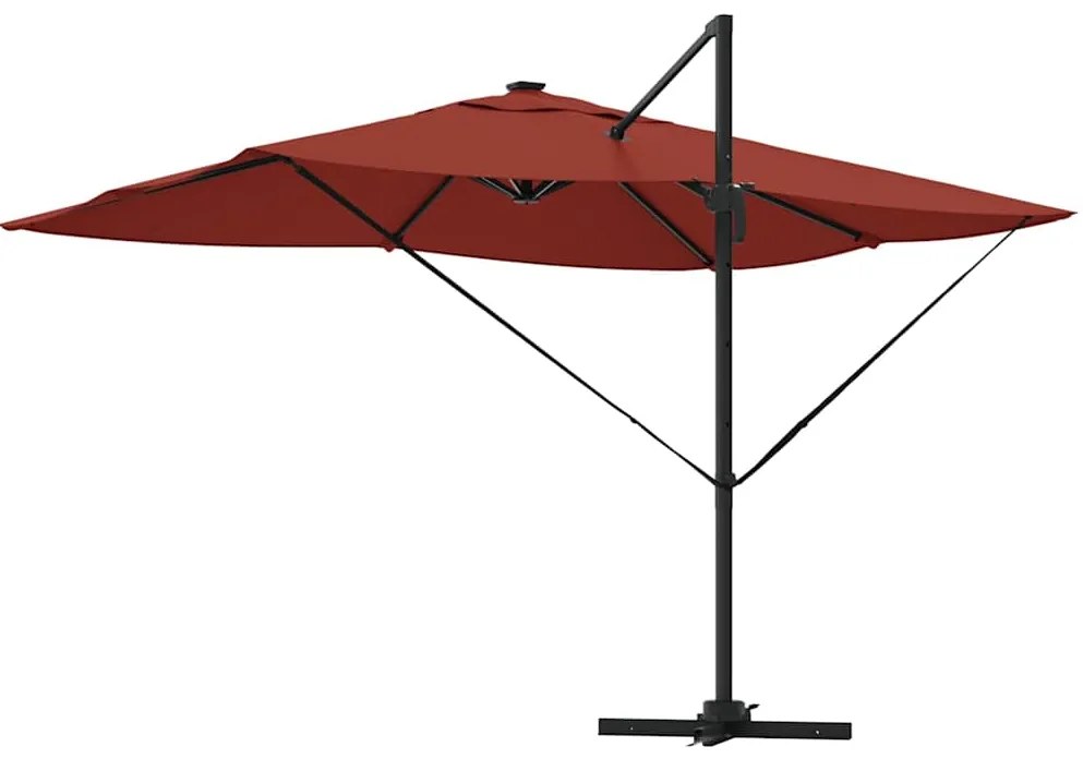Guarda-Sol Roma Cantilever com LEDs Terracota 352x251x265 cm - Alumíni