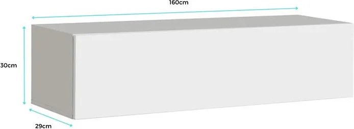 Armário de Parede Castêlo – 160x30 cm – Branco e Preto com Porta Alto