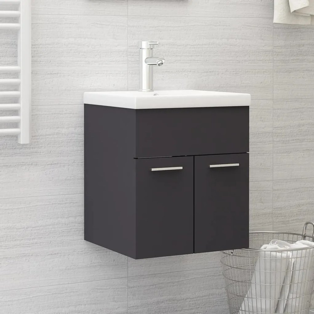vidaXL Armário lavatório 41x38,5x46 cm derivados de madeira cinza