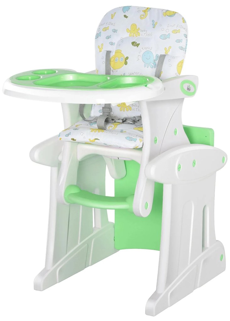 HOMCOM Cadeira para bebês acima de 6 meses 3 posições ajustáveis Acolchoado 57x59x105 cm Verde