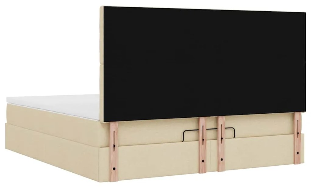 Estrutura de cama otomana com colchão tecido creme 160x200cm