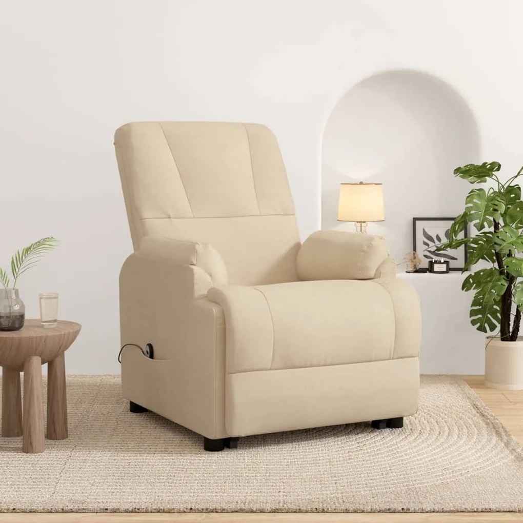 vidaXL Poltrona reclinável elevatória camurça artificial cor creme