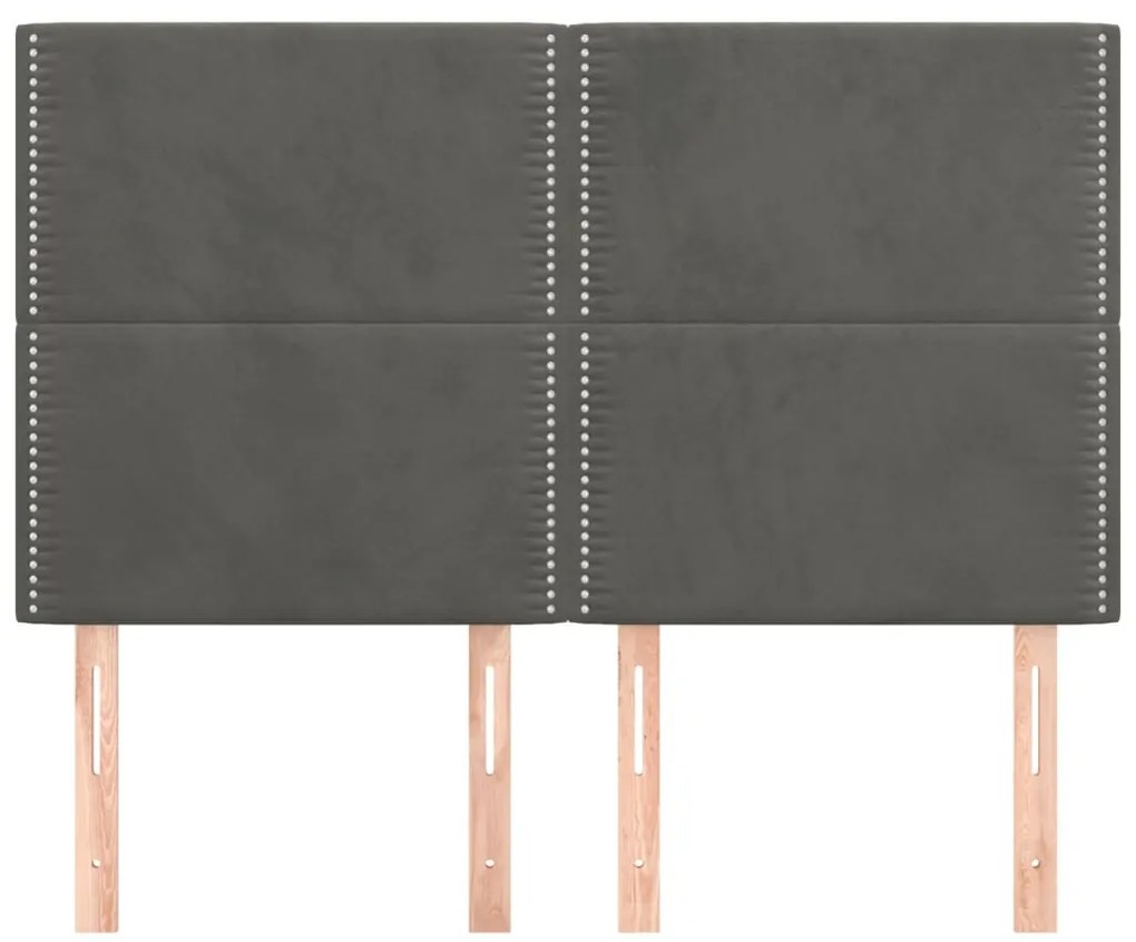 Cabeceira de cama 4 pcs veludo 72x5x78/88 cm cinzento-escuro