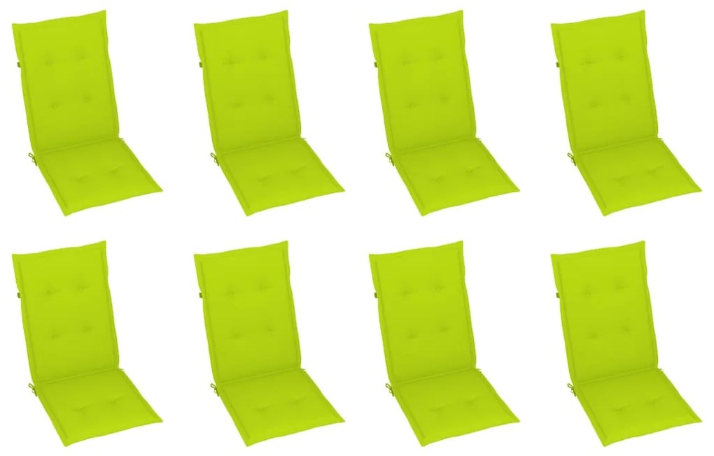 Cadeiras de jardim reclináveis c/ almofadões 8 pcs teca maciça