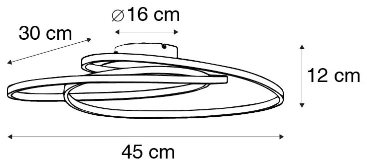 Luminária de teto dourada 45 cm incl. LED 3 níveis regulável - Rowin Design