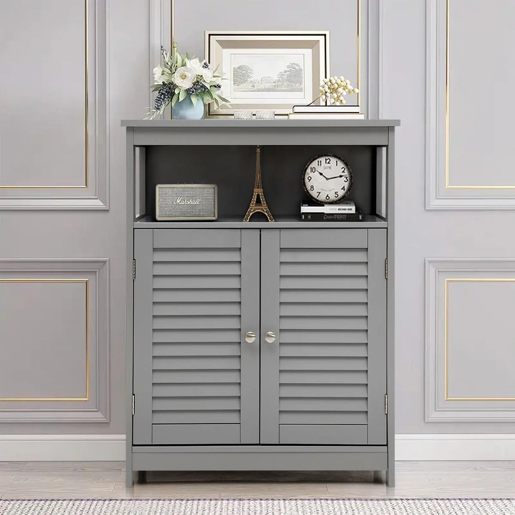 Armário "Persiana Gris" com Dupla Porta e Prateleira Ajustável - 60x30