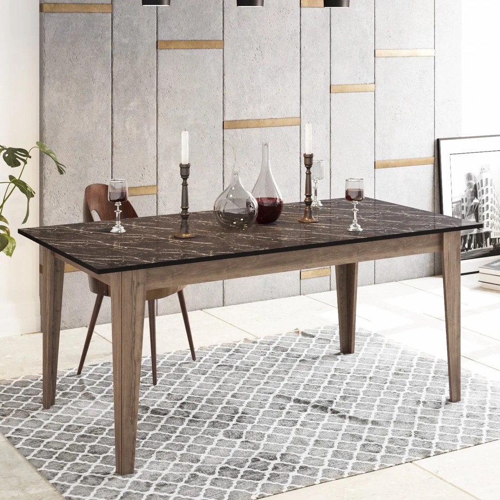 Mesa de Jantar Lorenz – Noz e Preto – 180x76,8x90 cm