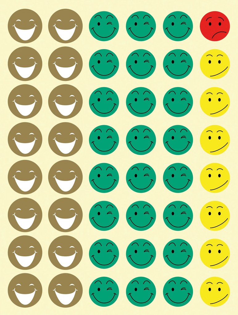 Etiquetas Autocolantes Cara Feliz Removíveis 3f