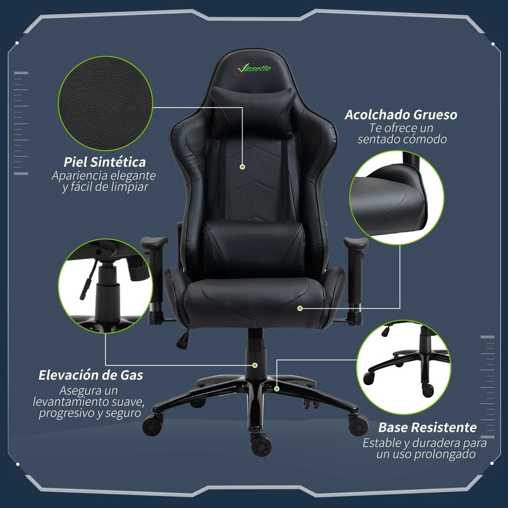 Vinsetto Cadeira de Gaming Ergonômica Cadeira de Jogo Giratória com Al