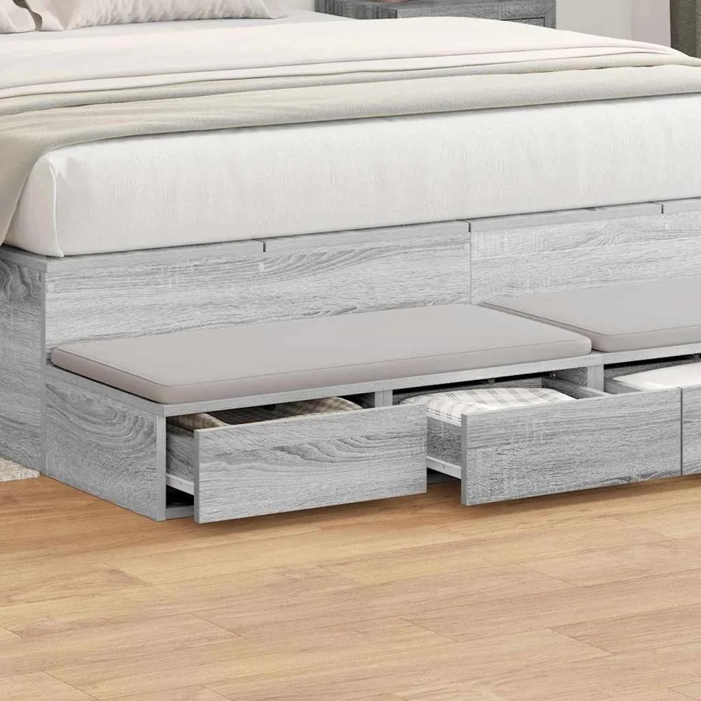 Caixas de Cama vidaXL Cinzento Sonoma 135x36,5x16,5 cm Madeira Derivad
