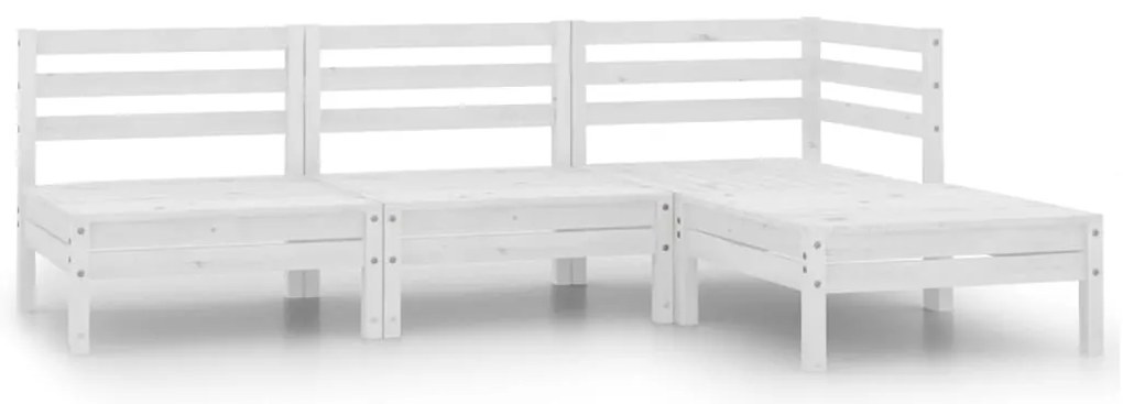 4 pcs conjunto lounge de jardim pinho maciço branco