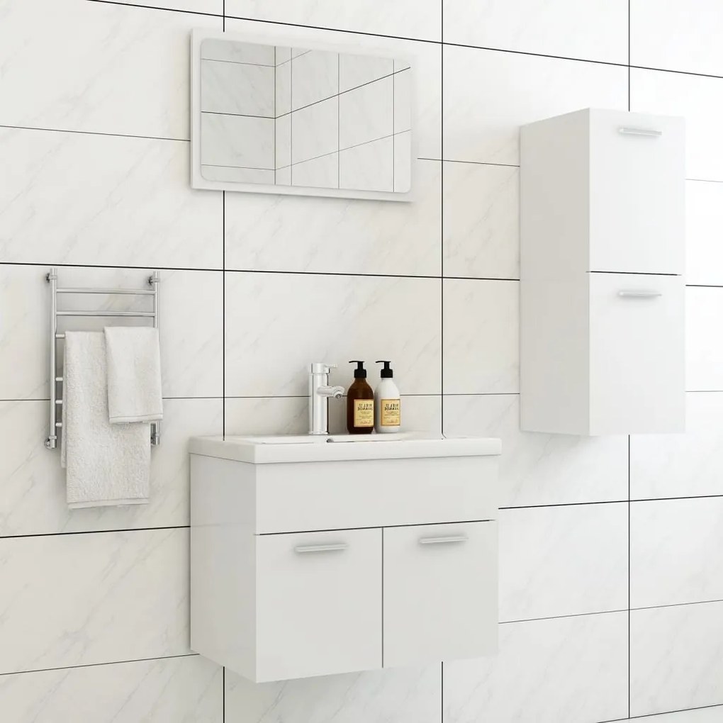 3071000 vidaXL Conjunto de móveis de casa de banho contraplacado branco