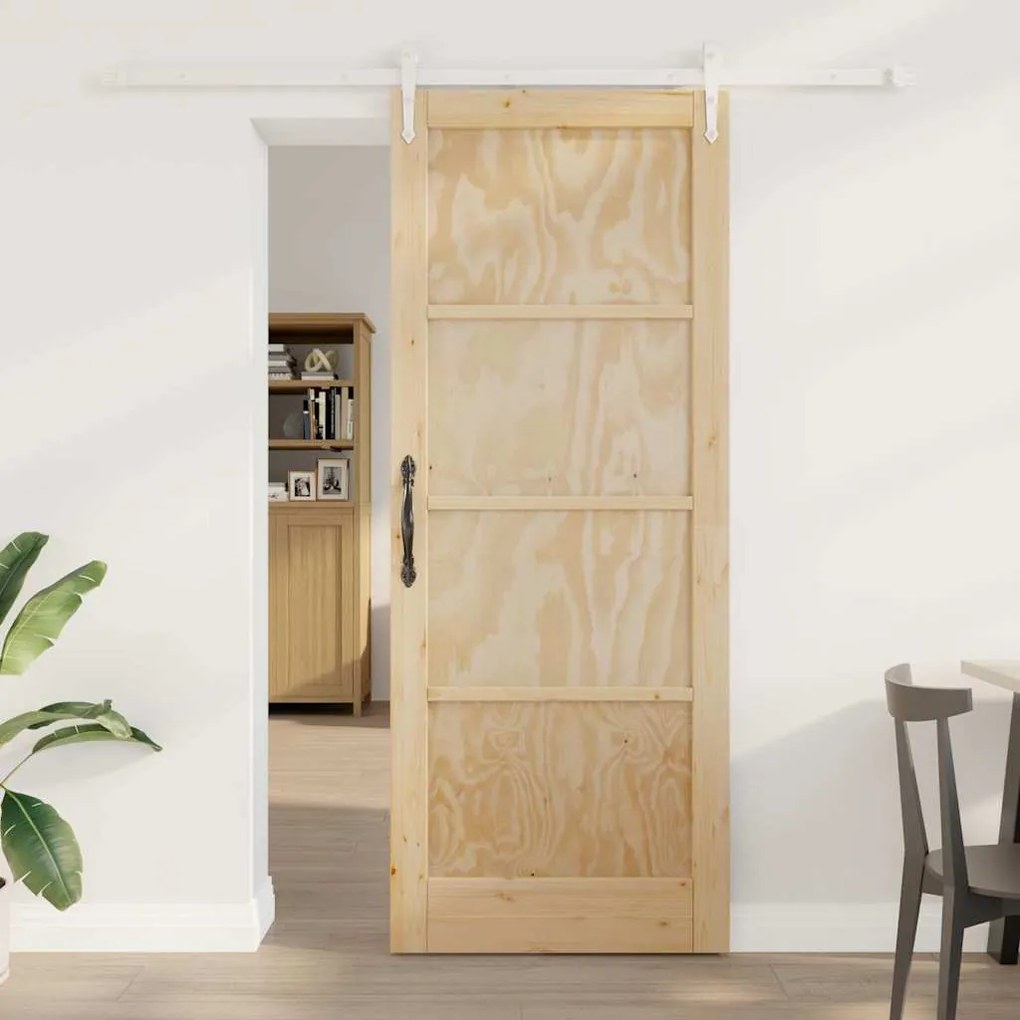 Porta Deslizante vidaXL com Conjunto de Ferragens 83x211 cm Madeira Ma